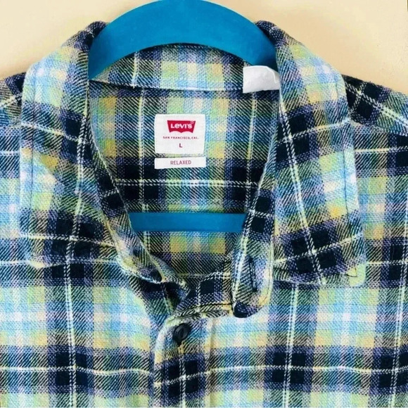 Levi’s Black/Green Plaid Flap Pocket Button Down Workers Flannel Shirt Size L - Picture 5 of 15